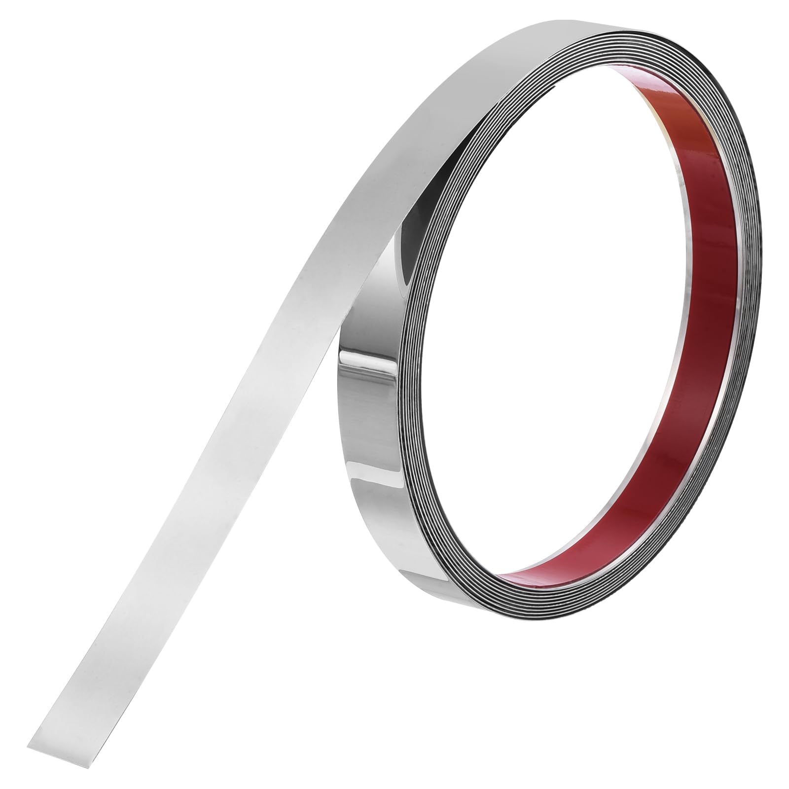 uxcell Wall Trim Molding, Stainless Steel Peel and Stick (Mirror-Like Finish), for Ceiling, Mirror Frame 16.4Ft x 0.8in，Silver