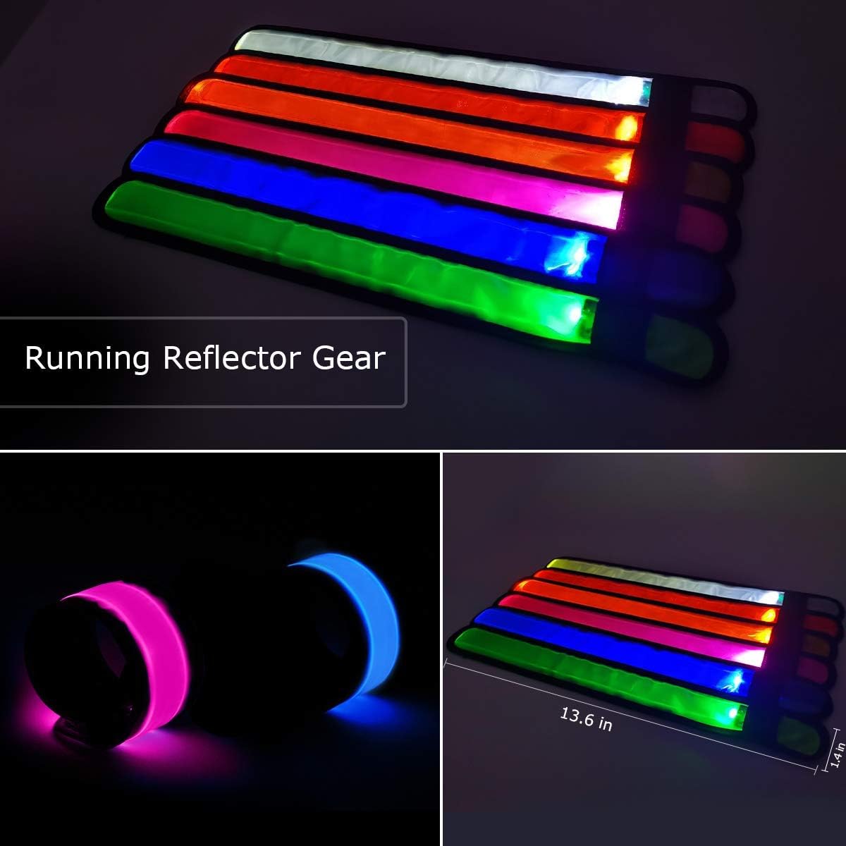 Running Lights for Runners(6 Pack) Light up Led Reflective Gear Replace Safety Vest/Sash, Running Reflector Gear for Walking, Cycling, Jogging at Night Time, Ideal Gifts for Female, Men, Women, Walkers. : Sports & Outdoors