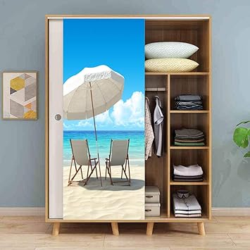 Silla de playa junto al mar Pegatinas de puerta de simulación ...