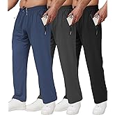 lomsoe 3 Pack Men's Athletic Pants with Zip Pockets, Lightweight Workout Sweat Pants Gifts for Men