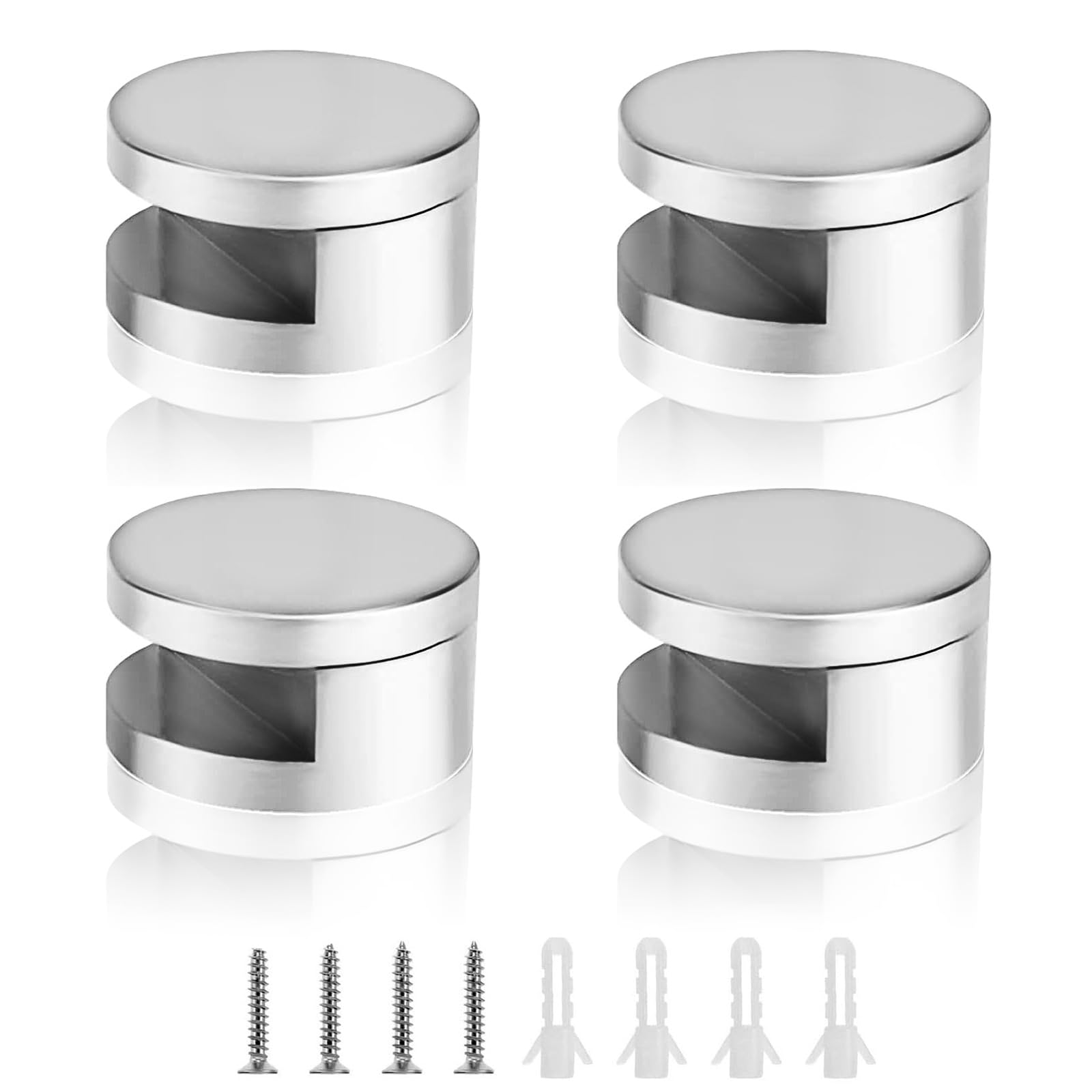Her Kindness Glass Holder 4 mm Corner Pack of 10 Mirror Clip Acrylic Glass Wall Mount Glass Shelf Clamp Mounting Multi-Purpose Round Shelf Bracket Includes Expansion Tube and Screws