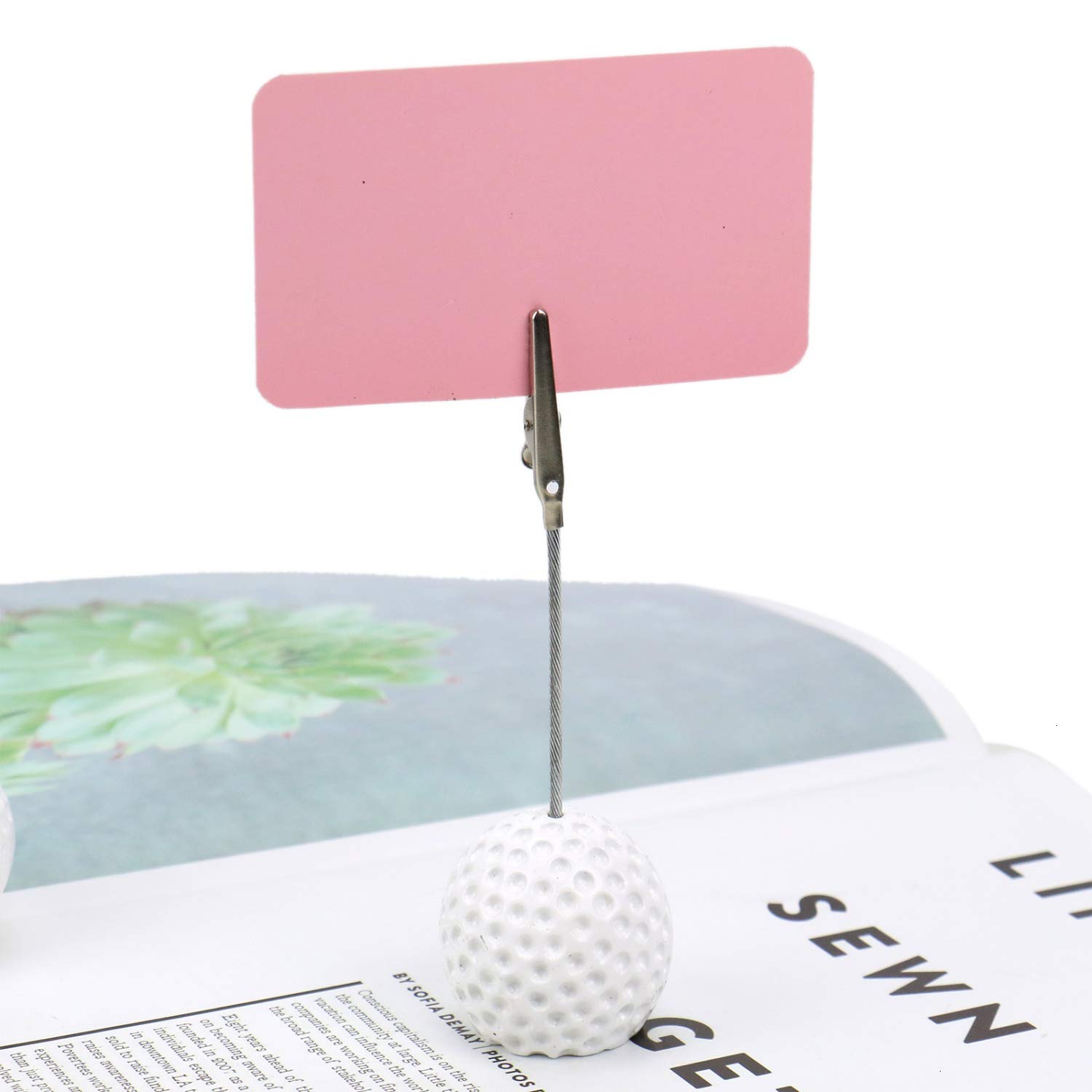 正規品販売 B07n1b68pr 5個セット 写真カード用紙メニュークリップ メモクリップホルダー ネームカードホルダー ホームオフィスゴルフボール型テーブル番号ホルダー Jeteho カレンダー 4 H Org
