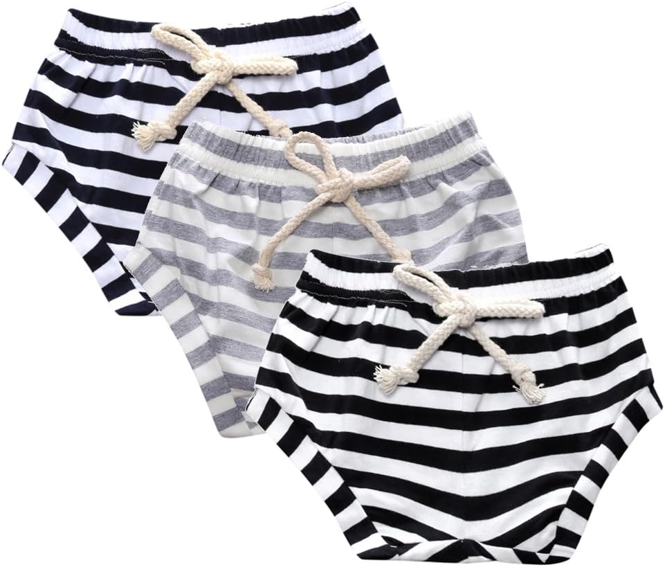Kids Tales 3-Pack Summer Baby Boys Girls Striped Shorts Bloomers