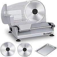 Meat Slicer, 200W Electric Food Slicer with Two Removable 7.5"Stainless Steel Blades&One Stainless Steel Tray, Child Lock Pro
