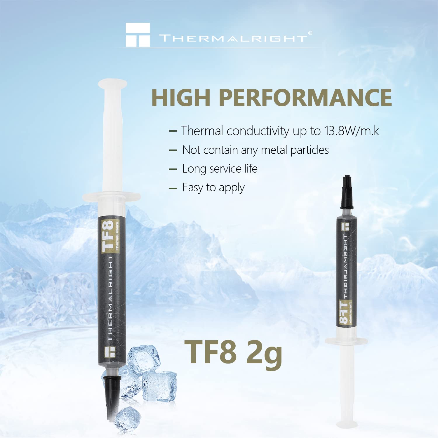 Thermalright TF8 High Performance Thermal Compound Paste 2 Grams, 13.8W/mK, High Durability, for All heatsinks CPU Coolers, with applying Tool (TF8 2g)