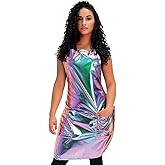 Betty Dain The Aurora Collection Salon Stylist Apron, Flattering Cut, Stylish Colorblock, Durable Fabric, Water, Color, and Chemical Proof, Zipper Pockets, Adjustable Neck Closure, Holographic Design