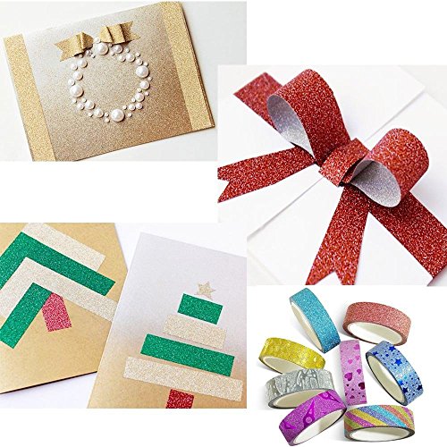 Phantomon Washi Tape Set 30 Roll Decorative Tape for Art, Crafts, DIY Decor, Scrapbook, Glitter Washi Masking Tape with Storage Bags - Thumbnail 4