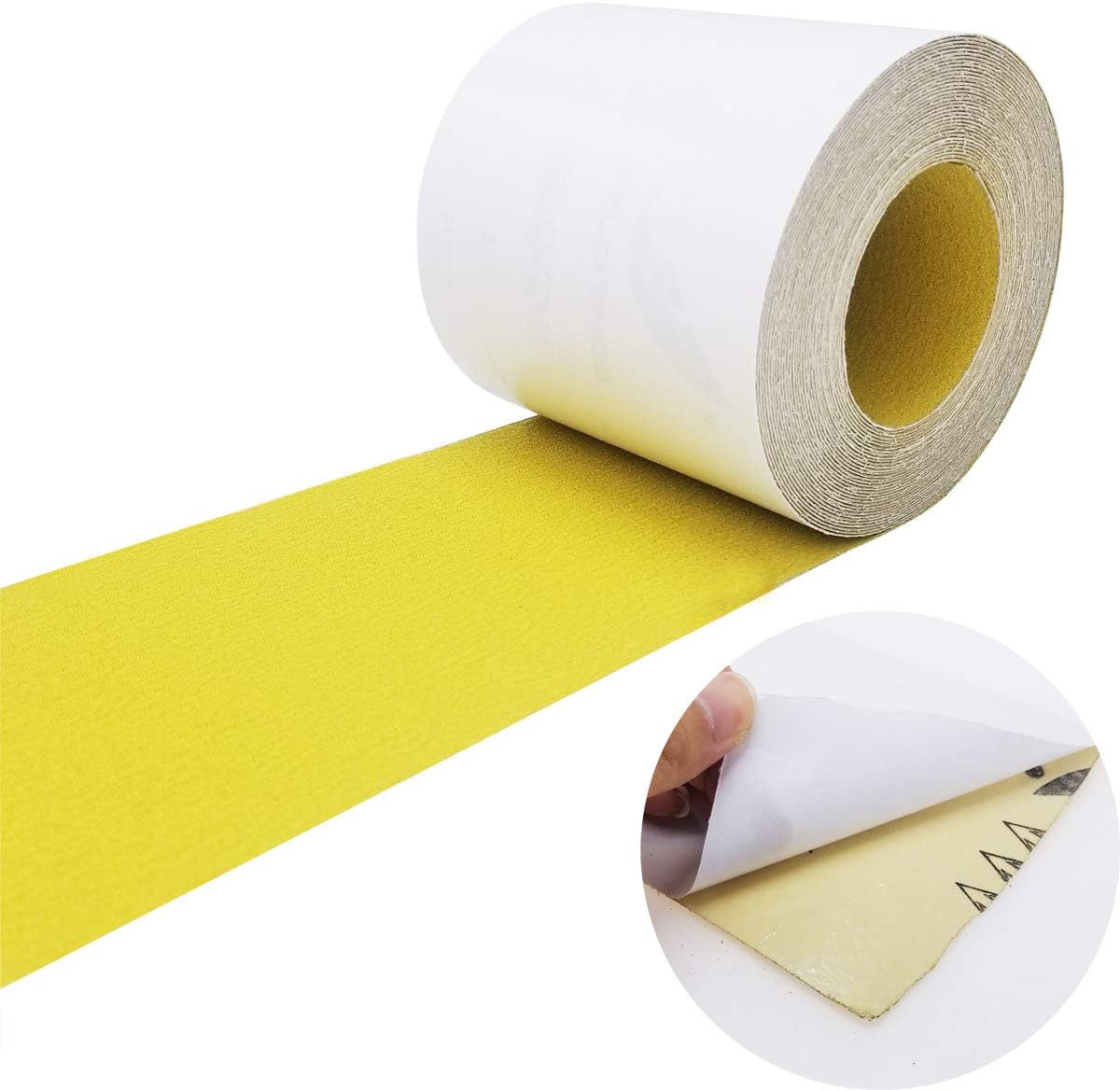 Sackorange PSA Self Adhesive Sticky Back 120-Grit Sandpaper Roll 4.5" Inch x 10 Yards Aluminum Oxide Golden Yellow Longboard Sandpaper for Automotive and Woodworking(4.5inx10Y)