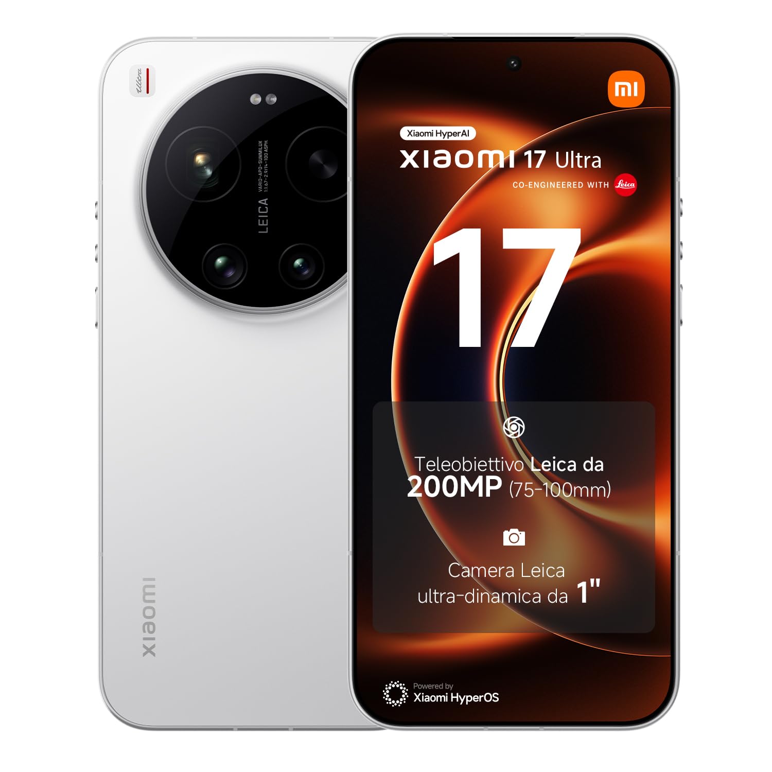 XIAOMI 17 Ultra, Smartphone 16+512 GB, White, Lenti Leica APO