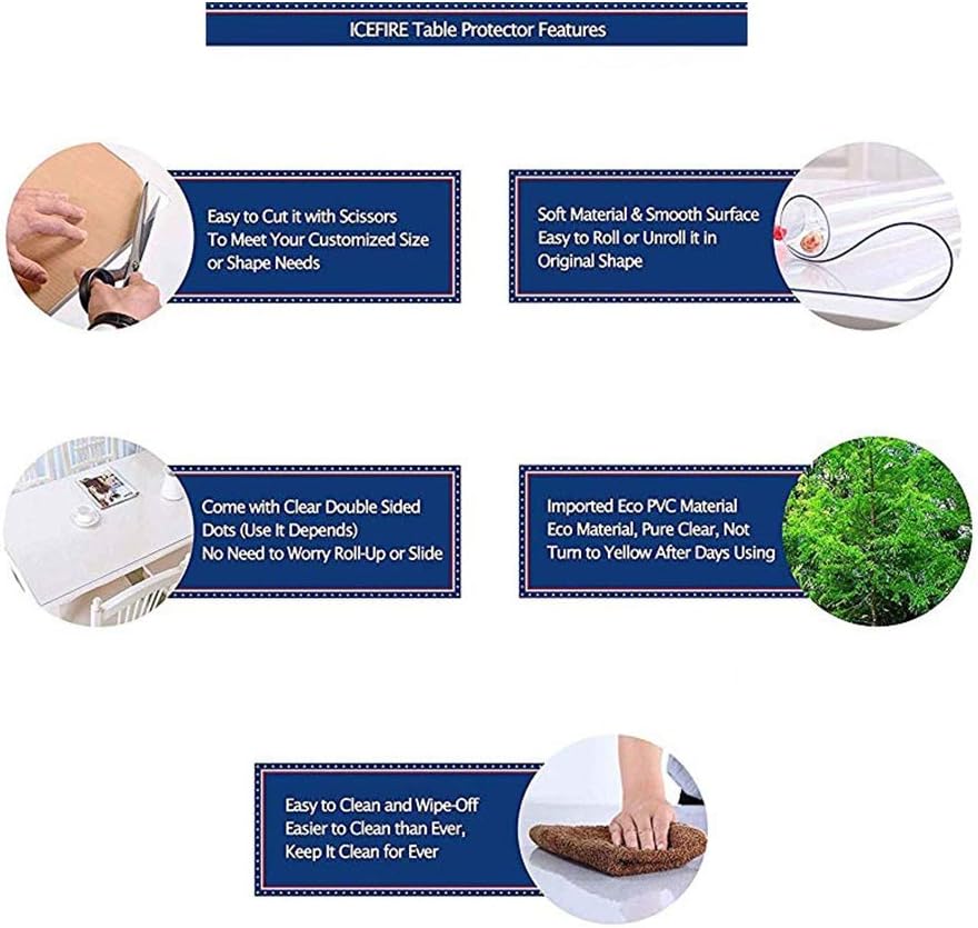 Color 1mm Size 45x90cm Unterstutzung Anpassung Buro Haushalt Bodenschutzmatte Stuhlmatten Guorrui Bodenschutzmatte Pvc Sanft Transparent Transparente Tischdecke 2 Starken