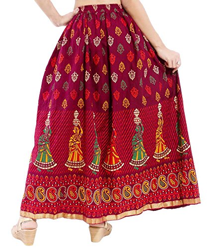 rangsthali women's cotton skirt (red_free size)