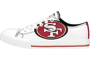 FOCO NFL Womens NFL Ladies Fashion Team Big Logo Low Top White Canvas Sneakers Shoes