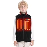 Venustas Boys Heated Fleece Vest with Battery Pack, Warmer Youth Electric Heating Vest for Kids
