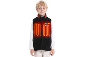 Venustas Boys Heated Fleece Vest with Battery Pack, Warmer Youth Electric Heating Vest for Kids