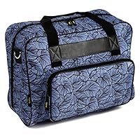 Kenley Sewing Machine Tote Bag - Padded Storage Cover Carrying Case with Pockets and Handles - Universal Fit 18x10x13 inches for Singer Brother Bernina Janome - Midnight Flowers