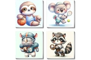 CANRICHSHOP 4 Pack Framed Paint by Numbers Kit for Kids,Sports Animal Painting Kits for Kids Ages 8-12,Easy Paint by Number Kids Paint for Beginner,DIY Acrylic Oil Painting Kit for Wall Decor(8X8inch)