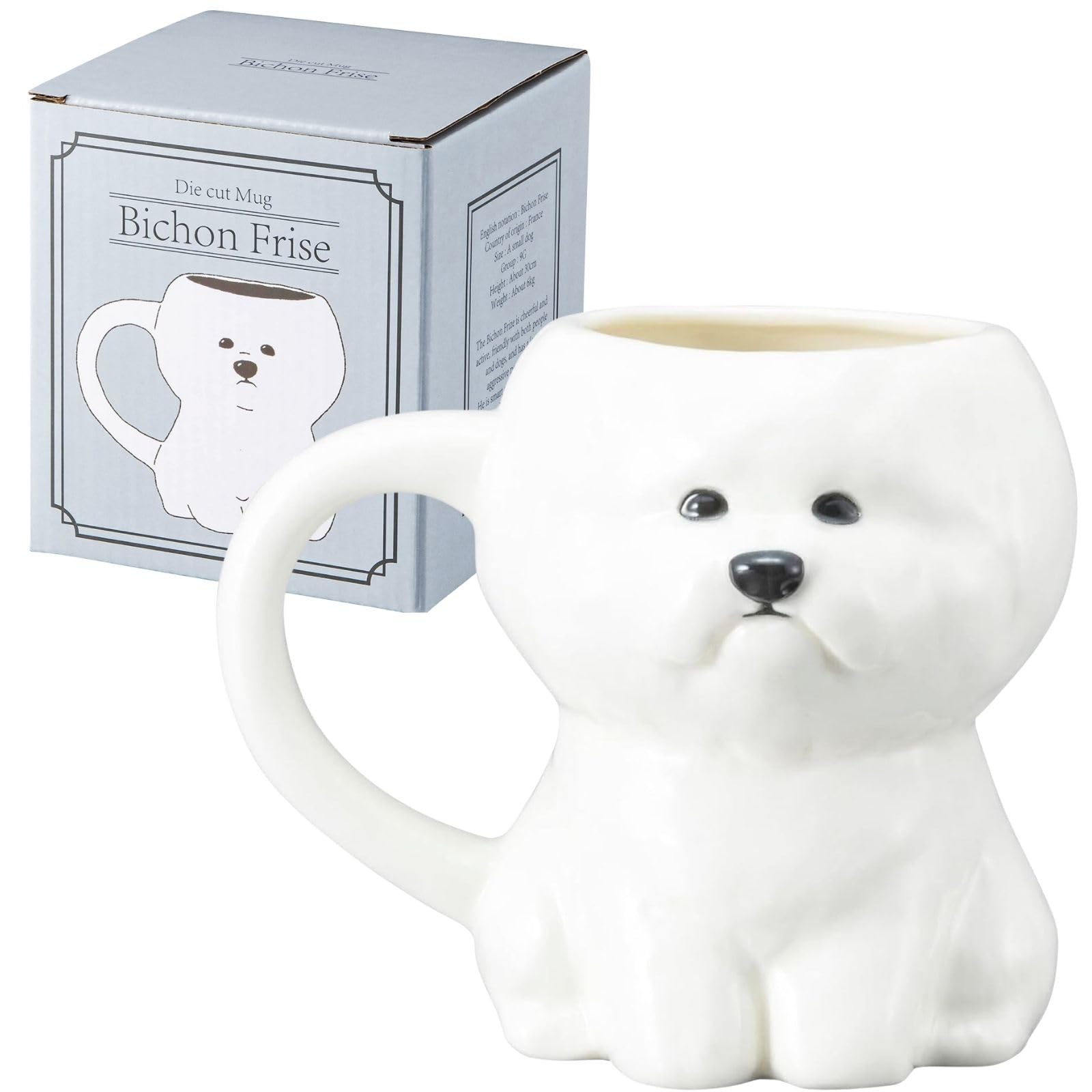 Photo 1 of ????? SAN4236-4 Cute Tableware Mug, Bichon Frise, Die Cut, Animal Tableware, Dogs, Approx. 11.5 fl oz (340 ml)
