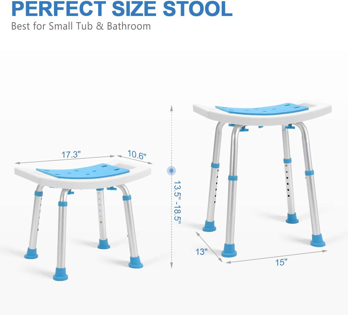 2020 Upgraded Shower Stool 350lbs Paded Bath Seat Chair, Tool-Free Assembly Height Adjustable Bath Bench w/Paded Seat and Assist Grab Bar for Seniors, Elderly, Disabled, Handicap and Injured: Health & Personal Care