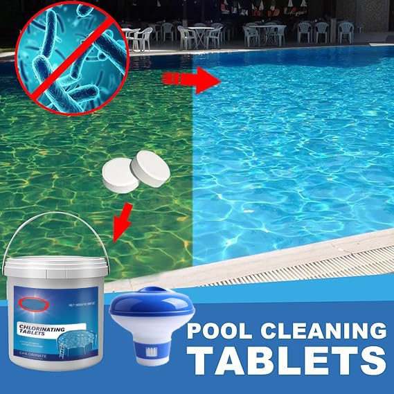 300g Swimming Pool Chlorine Dispenser Cleaning Kit with 300g Purifier Tablets - Pool Cleaning Float for Clear and Clean Water