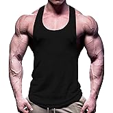 ZUEVI Men’s Stringer Tank Tops Y-Back Bodybuilding Muscle Sleeveless T-Shirts Gym Fitness Tank Shirts