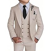 Waryumiller Boy's 4 Piece Suit Slim Fit Suit One Button Formal Wedding Suits Prom Dress Suit with Tie