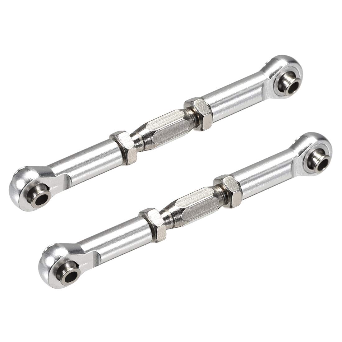 Uxcell RC Front/Rear Steering Linkage Servo Link Pull Rod Turnbuckle 64mm 2PCS (Silver Tone)