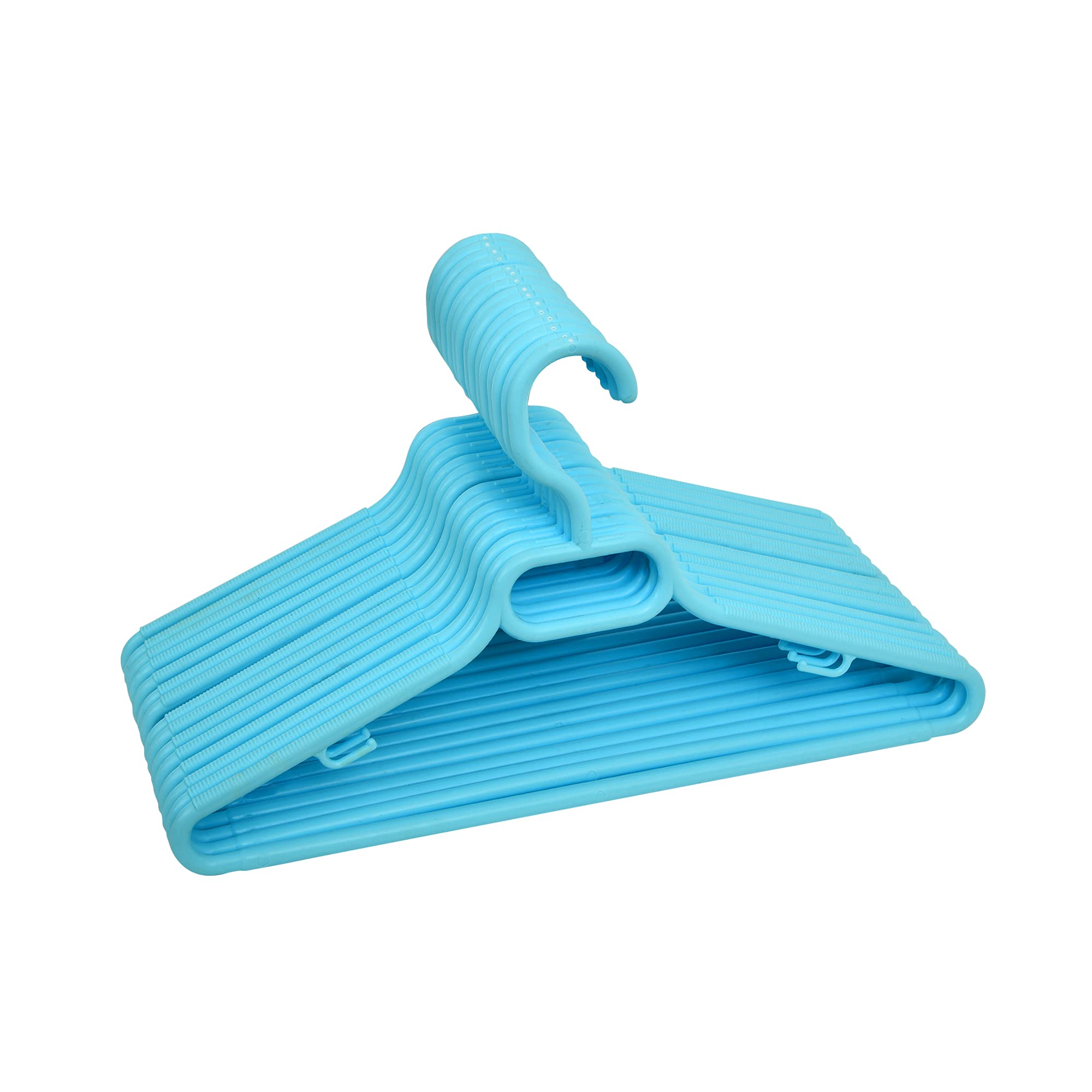 FenixDepot Children Plastic Hangers Set of 15, Suitable for Kids Clothes Non-Slip, Space Saving - Set of 15 (Blue)
