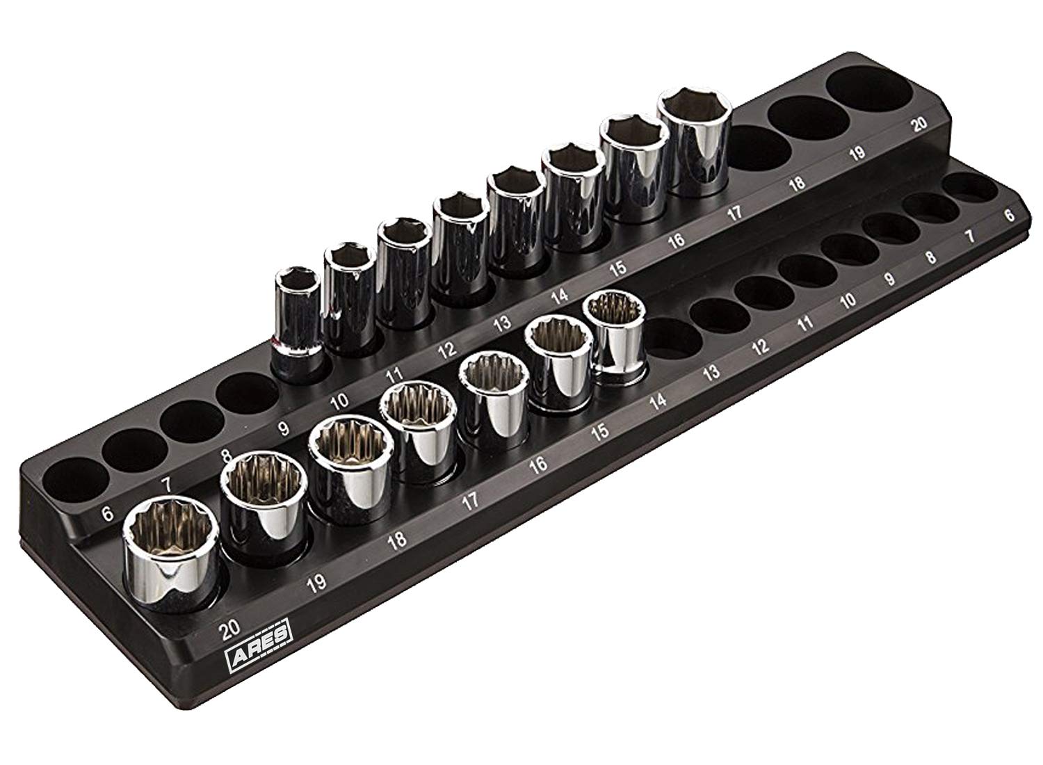 ARES 70235 30Piece 3/8Inch Metric Socket Holder Securely