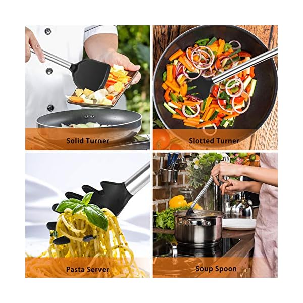 Kitchen Utensil Set 36Pcs Silicone Cooking Set, Kitchen Gadget Set with Heat Resistant Non-Slip Spoon, Turners, Tongs…