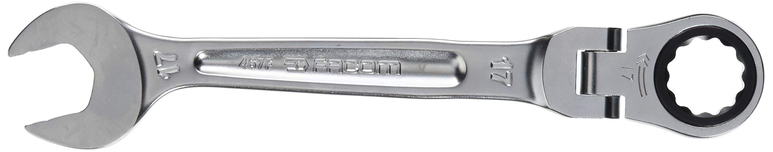Facom 467BF.17 Combination Spanner with Hinged Ratchet 17 mm Metric Silver