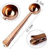 Kuou 2Pcs Coffee Scoop with Clip Stainless Steel Ground Coffee Sealer Silver view 2