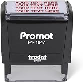 Promot 4-Line Custom Stamp- Personalized Name &amp; Address Stamp (Medium) | Customized Name Stamps, Consistent Impressions, Built-In Self-Inking Mechanism, Choose Font &amp; Ink Color