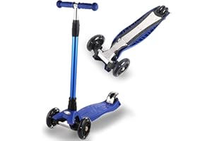 WV WONDER VIEW 3 Wheel Scooter for Kids Ages 6-12,Kids Scooter with Light Up Wheels, Sturdy Deck Design, and 4 Height Adjustable Suitable for Kids Ages 3-12