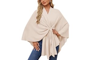 HGps8w Elegant Knitted Shawl Wrap for Women Irregular Cross Front Poncho Cape Wrap Topper Cardigans Sweater Shawls