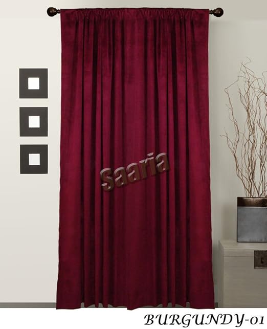 Amazon Com Saaria Burgundy Velvet Curtain Panel Stage Wall