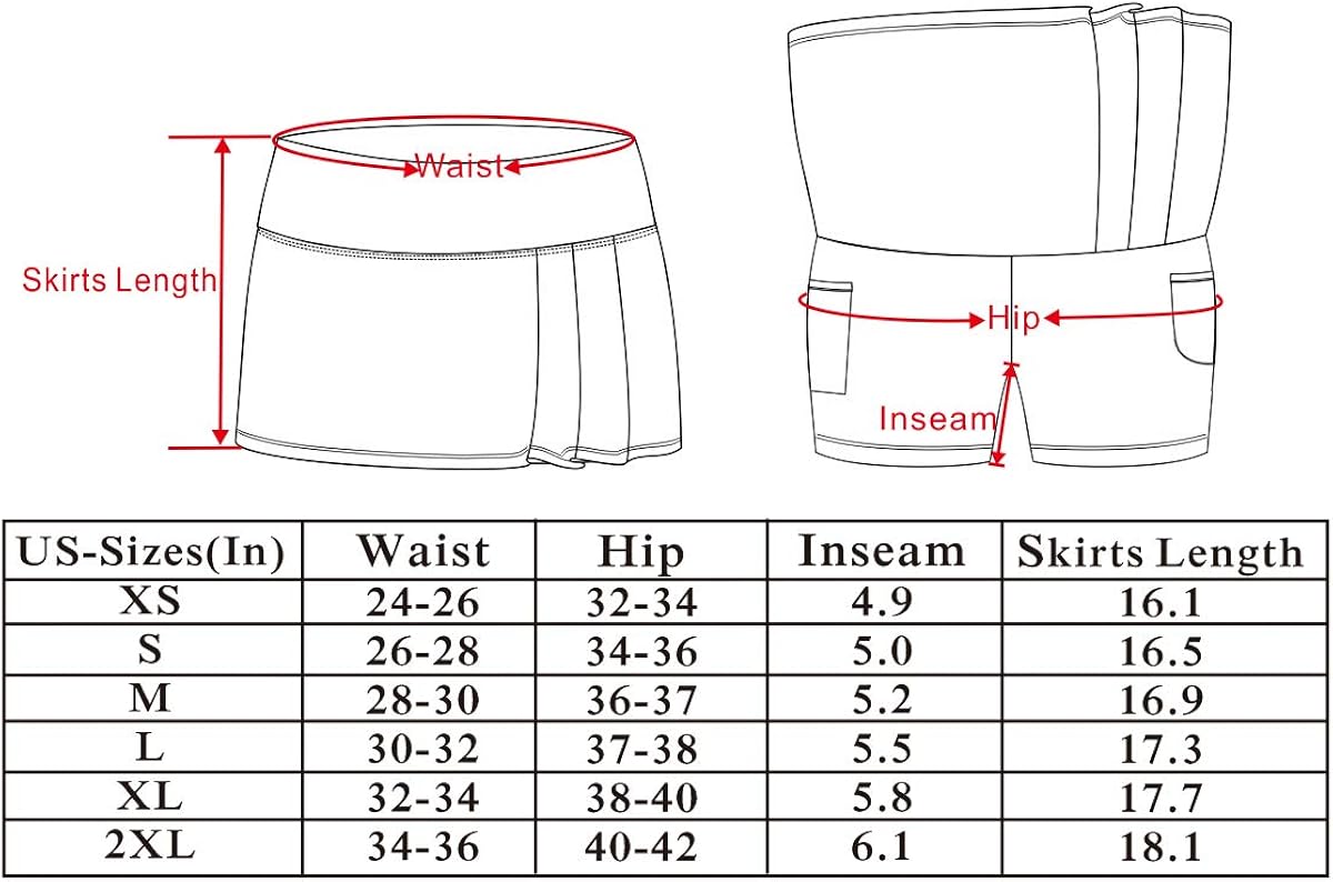 Xioker Women Athletic Skirts for Tennis Lightweight, Golf Skorts with Pockets&Active Running Skirts : Clothing