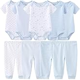 Kiddiezoom Baby Layette Set Baby Boys' 9-Piece Bodysuits Pants Set Toddler Girl Boy Unisex Baby Gift Sets