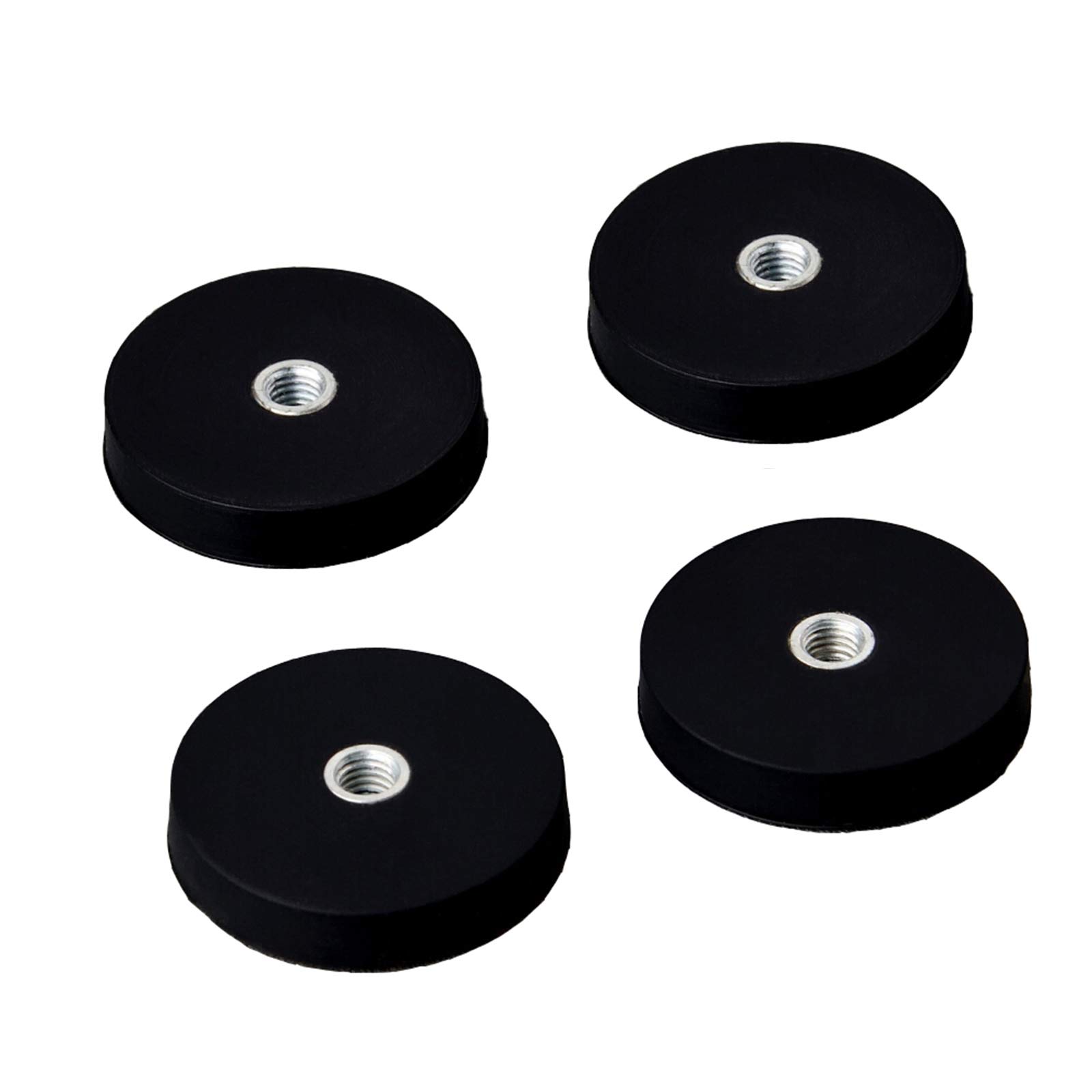 MUTUACTOR 4PC Rubber Coated Magnetic Base of Powerful Neodymium With D43mm M4 Internal Thread for Camera Panel LED Assembly Multi Use Magnetic Jar, Disc Cup Magnetic Pulling Strength 9KG…