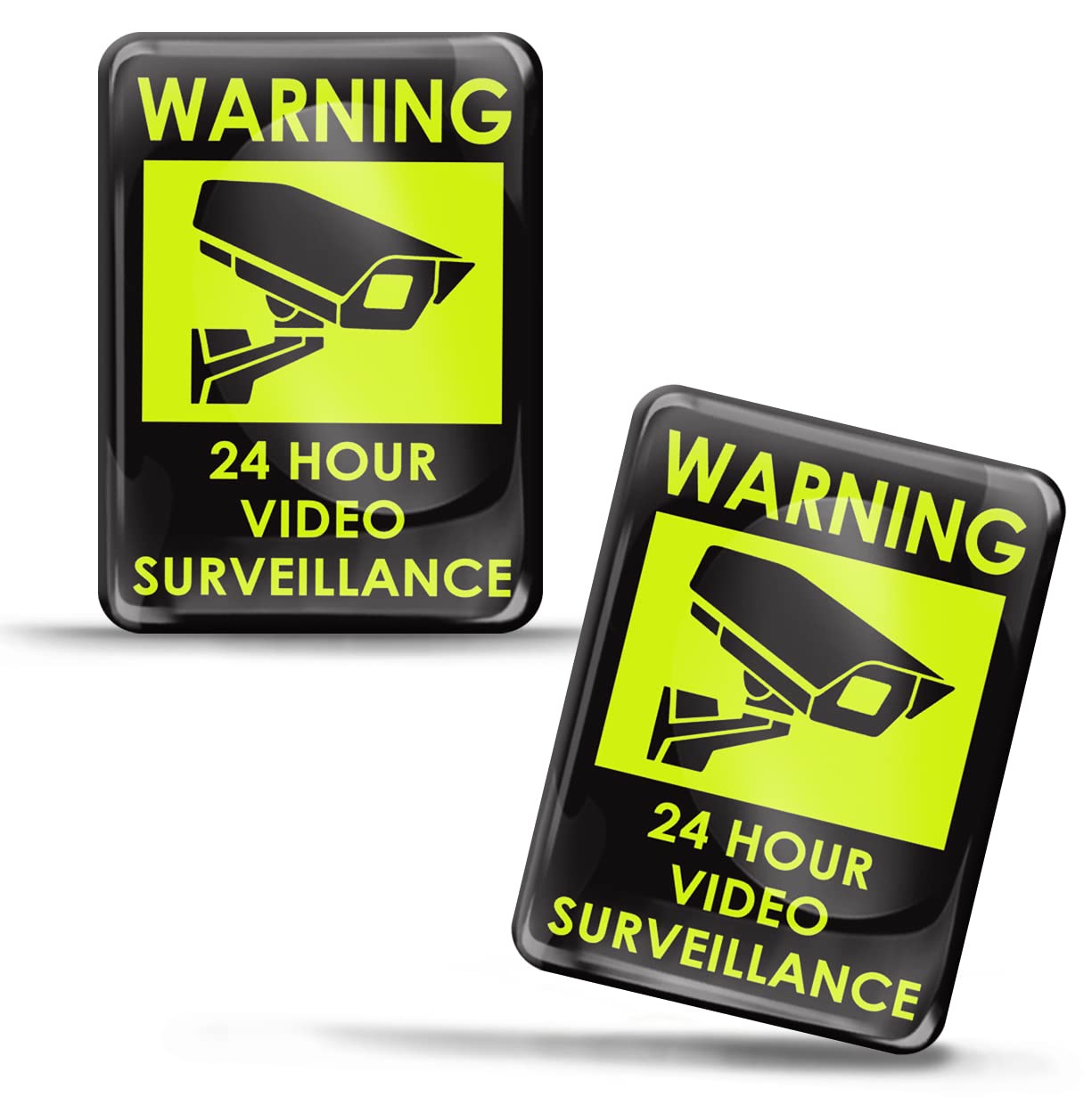 SkinoEu 2 x 3D Gel Sign Notification Symbol Warning Safety 24 Hours Camera Video Surveillance Stickers Marking for Gate Door KS 63