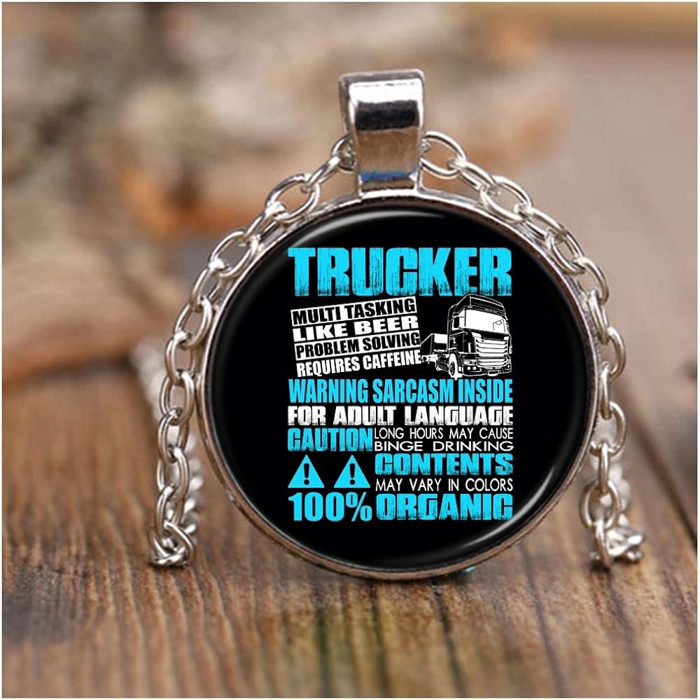 DLAWNECK I Love My Truck Necklace Nickel, I Am A Trucker Necklaces
