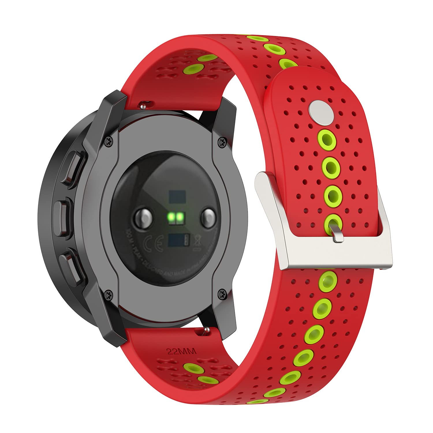 Chofit Straps Compatible with Suunto 9 Peak Strap, Soft Silicone Sport Replacement Wristband 22mm Band With Colourful Holes Watch Accessories for Suunto 9 Peak Smart Watch (Red)