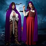 AOOWU Purple Cape Hooded Cape Witch Cosplay Accessory 150cm Halloween view 4
