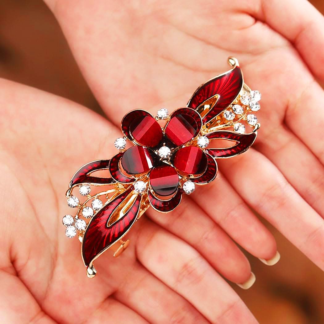 Jovono Wedding Hair Clip Bridal Hair Pins Hair Accessories with Flower Headpieces for Women (Red)