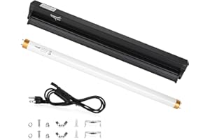 HYGGER ZOO T8 UVB Reptile Light Fixture HO UVB Bulb Lighting Combo Kit, 10.0 UVB Light for Reptiles Terrarium Hood with 15W Reptile Light Bar UVA UVB Desert Lamp for Bearded Dragon Turtle Tank, 18Inch