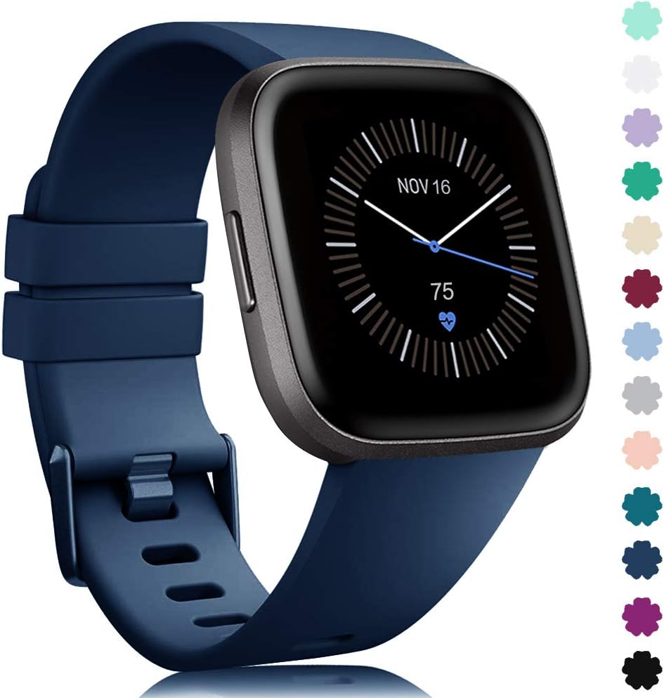 Rioroo Bands Compatible with Fitbit Versa/Fitbit Versa 2/Fitbit Versa Lite Strap Versa Accessories Women Men Soft Silicone Replacement Sport Fitness Wristband for Fitbit Versa Smart Watch