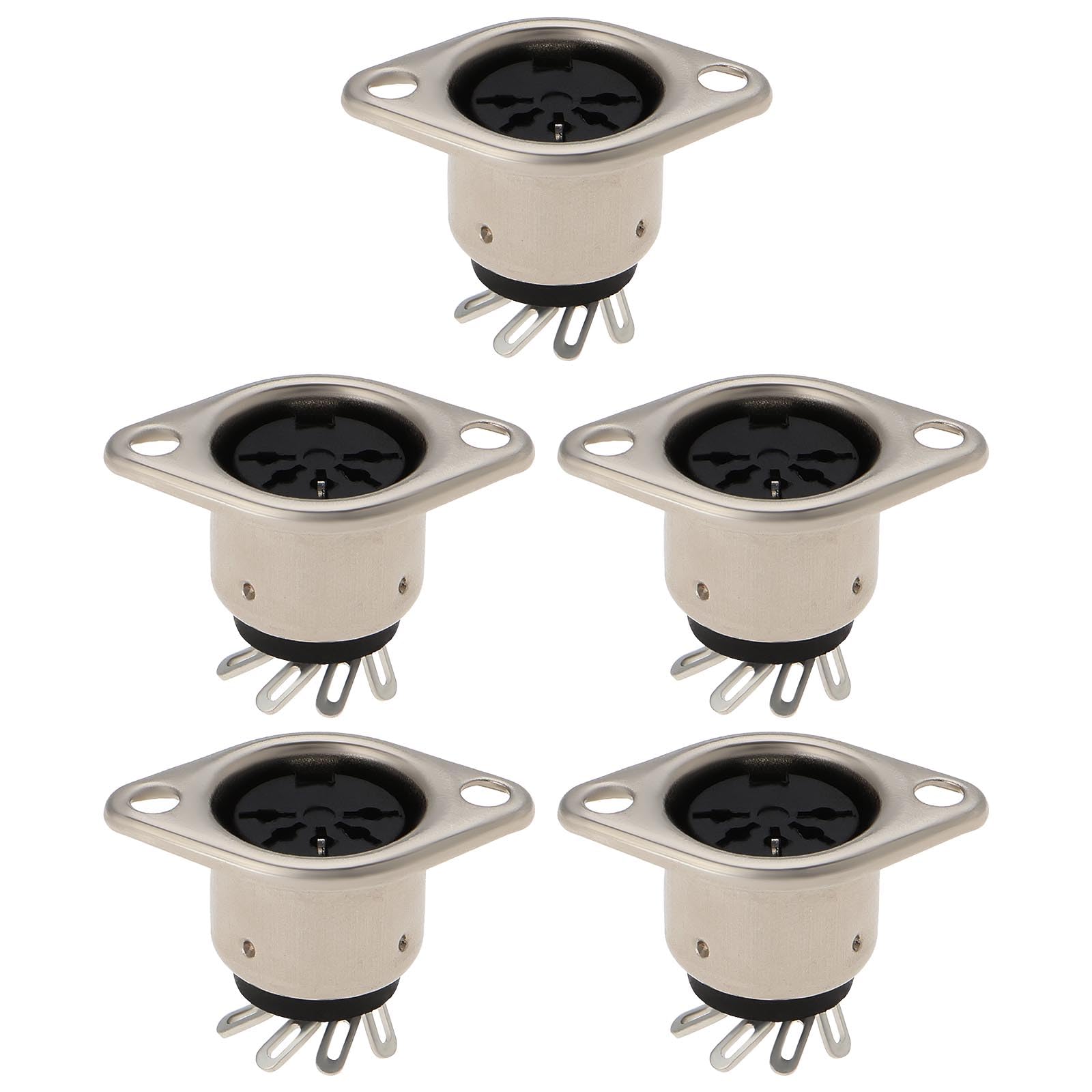 Be In Your Mind 5Pcs 5 Pin DIN Chassis Panel Mount Connector Female Socket Connector Nickel Finish for Audio AV Equipment TV LCD TV LCD Monitor Computer