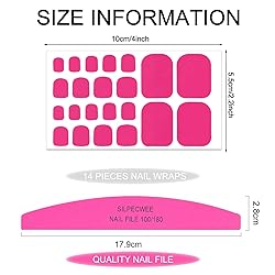 SILPECWEE Toe Nail Stickers Full Nail Wraps Red