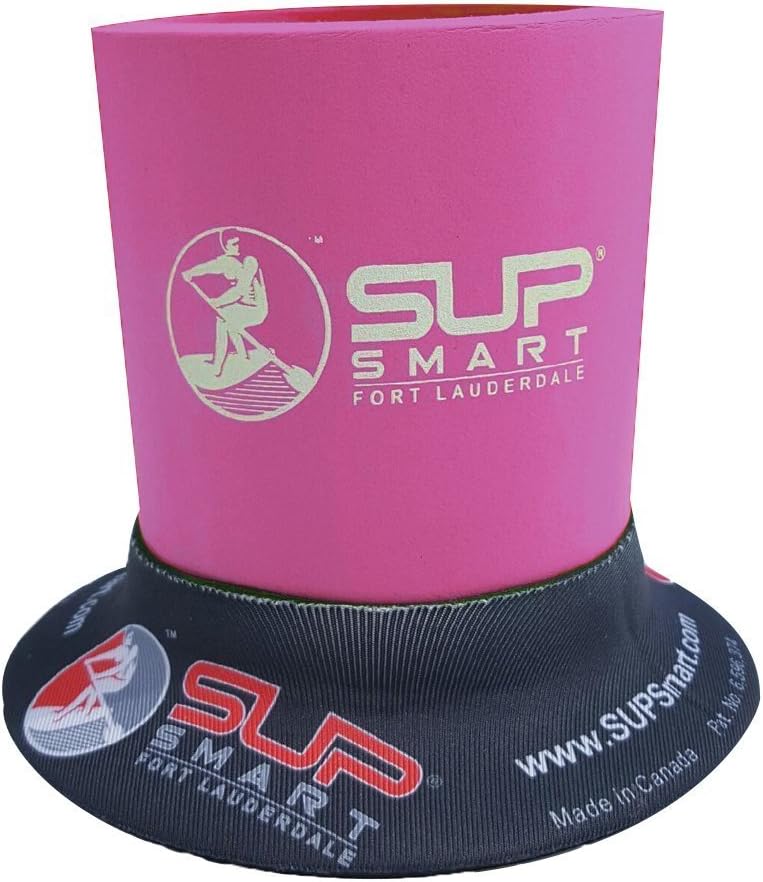 SUPSmart Pink Insulated Beveridge Cooler Includes a Patented Suction Mount: Holds Drink on Flat Surfaces. Designed for Stand Up Paddle Boards and can be Best Used with 12oz Cans or Water Bottles