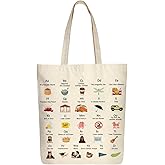 wooyuan Gilmore Alphabet Tote Bag, Luker's Dinner Inspired TV Show Merchandise Gifts, Canvas Fans Presents for Women/Sister, Shoulder/Travel/Work/Foldable