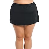 Maxine of Hollywood Womens Plus Size Mid Rise Skirted Bikini Swimsuit Bottom